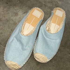 Dolce Vita Blue and Tan Espadrille Mules